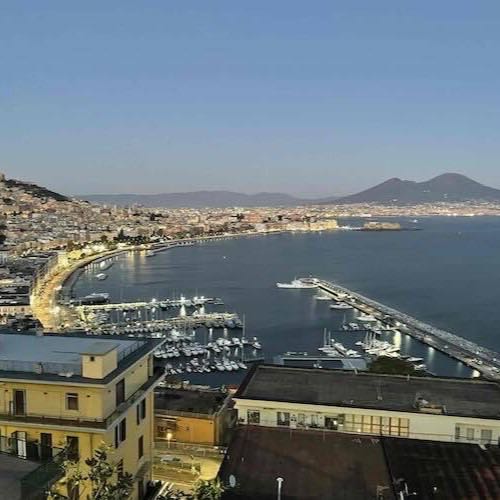 The bay of Naples with Vesuvius rising behind the city